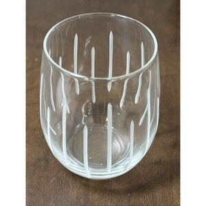 Mikasa Cheers Stemless Wine Glass Etched Horizontal Stripe 5” Replacement - MINT